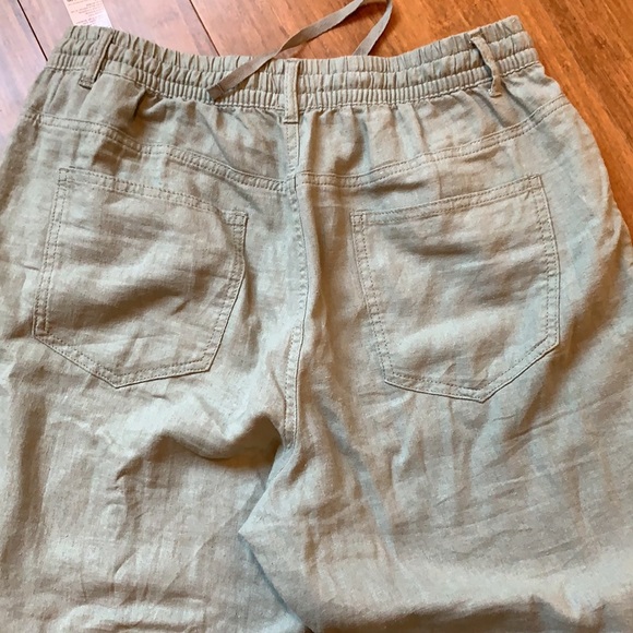 Marks and Spencer Linen Rich Khaki Jogger Trousers - Picture 6 of 7